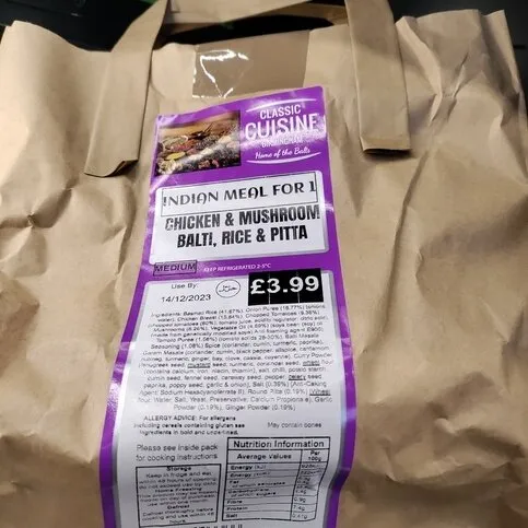 Chicken & Mushroom Balti Meal Bag