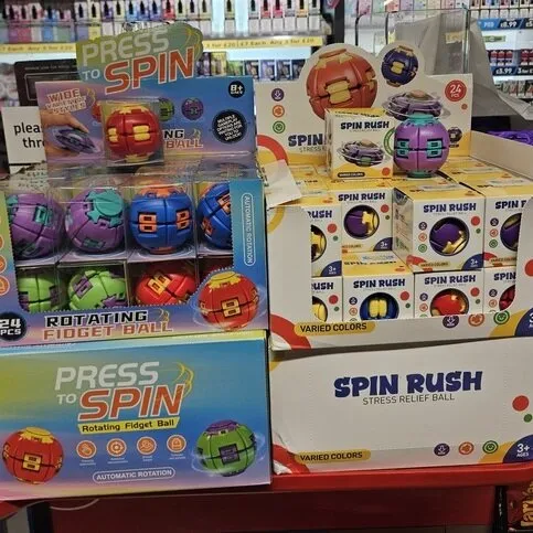 NEW tiktok craze Press and Spin Rotating Fidget Ball Assorted Colour