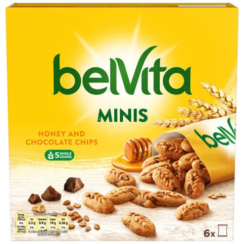 Belvita Minis Honey & Nut with Chocolate Chips Cereal Snack Pack Multipack 210g (6 x 35g)
