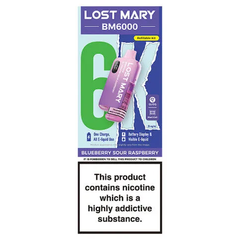 Lost Mary BM6000 Blueberry Sour Raspberry Refillable Kit 20mg/ml