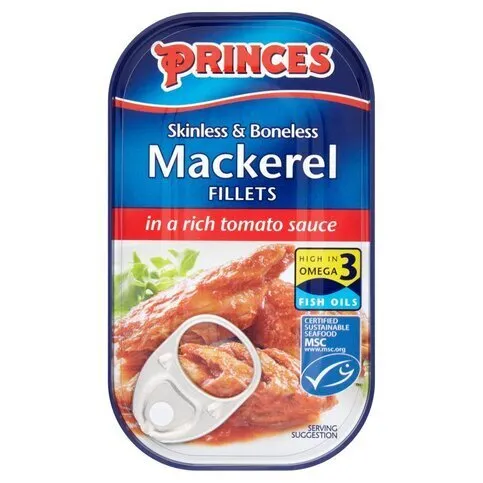 Princes Mackerel fillets in Tomato Sauce 125g