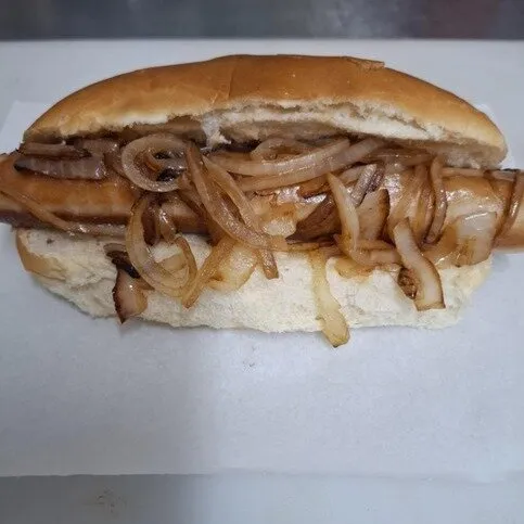 Jumbo Hotdog with fried onions